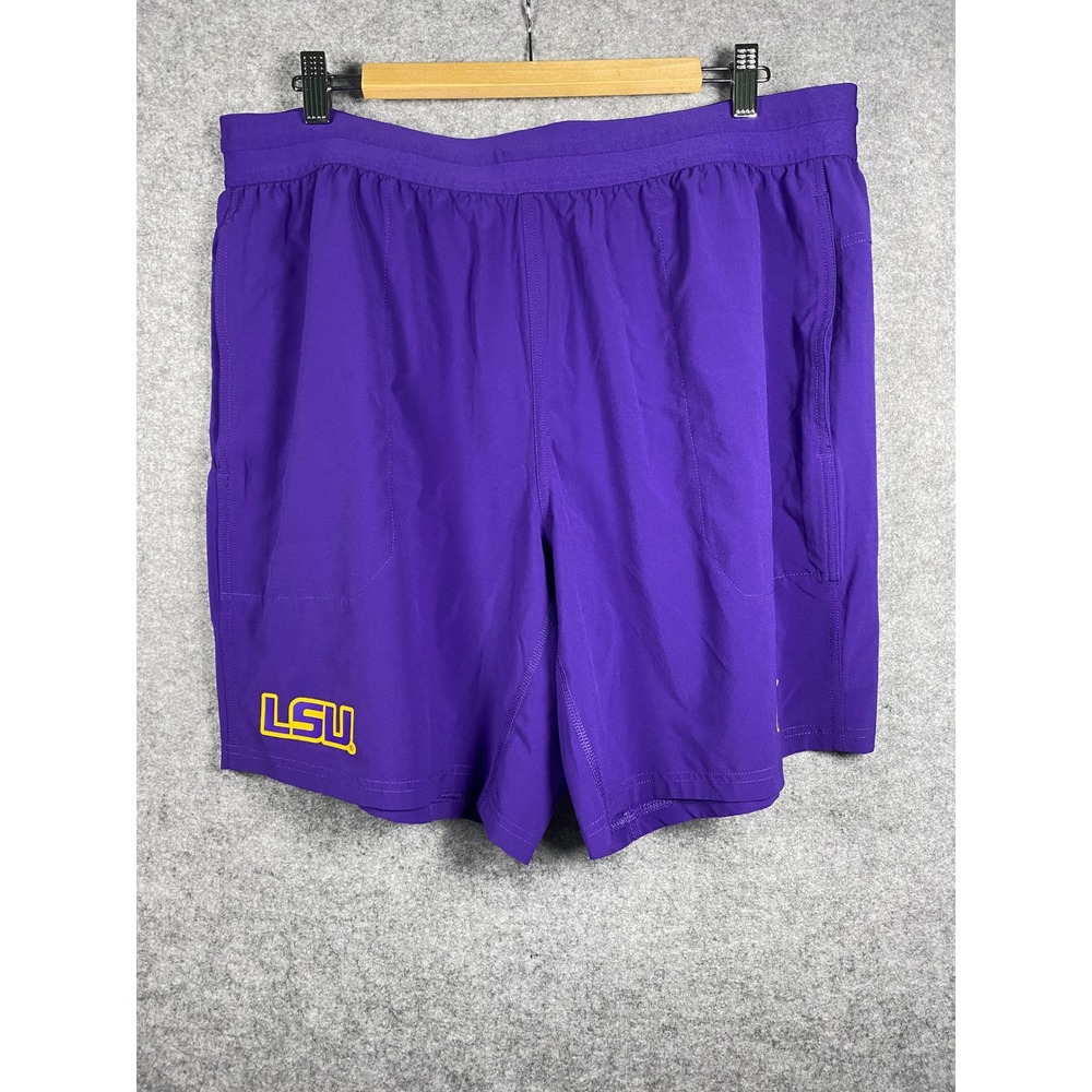 Nike LSU Tigers Purple Dri-FIT Athletic Shorts Mens XXL Zipper Pocket Training